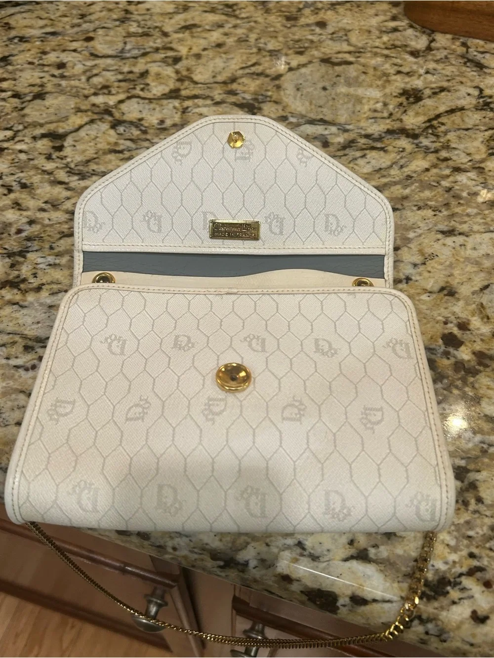 Dior 1990-2000's Honeycomb Shoulder Bag In White with coa